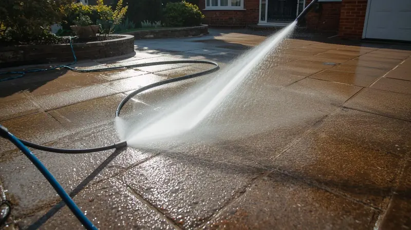 Pressure washer lance cleaning block paving